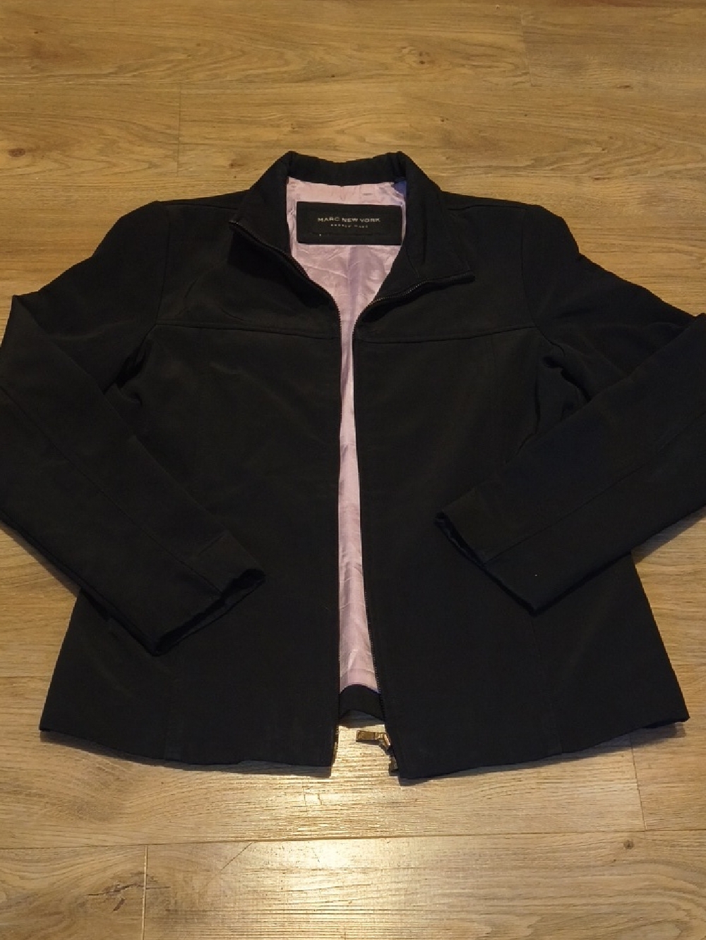 Marc New York Black Women's Zip Jacket with Light Pink Lining
